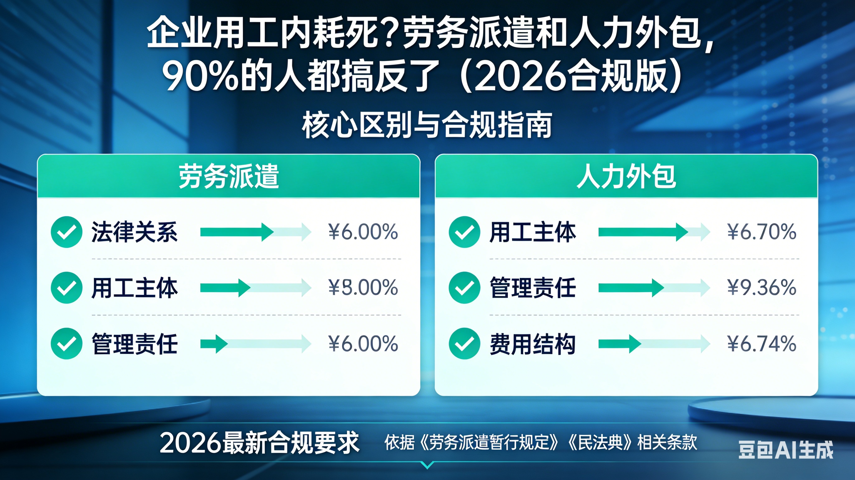 企业用工内耗死？劳务派遣和人力外包，90%的人都搞反了（2026合规版）
