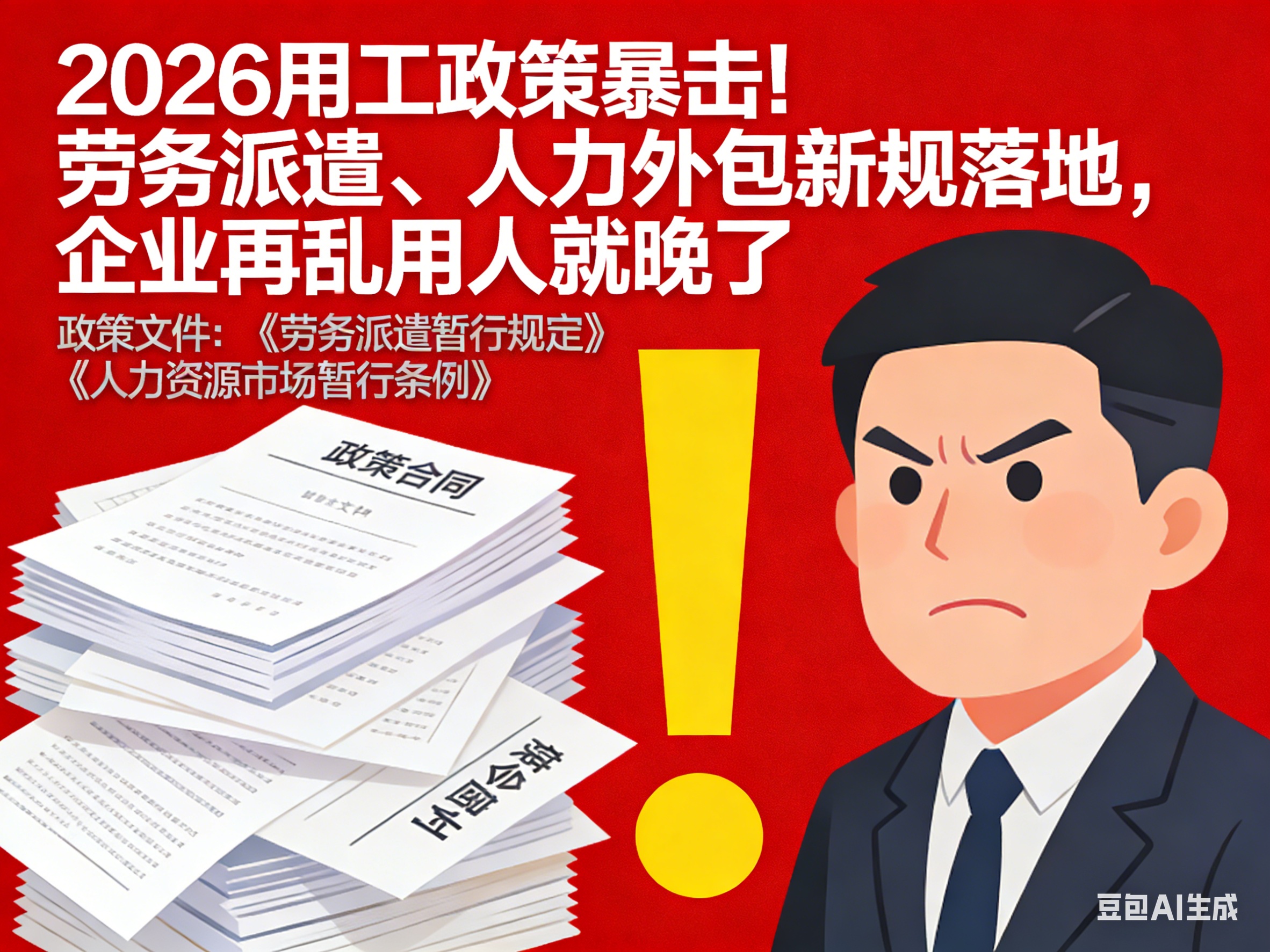 2026用工政策暴击！劳务派遣、人力外包新规落地，企业再乱用人就晚了